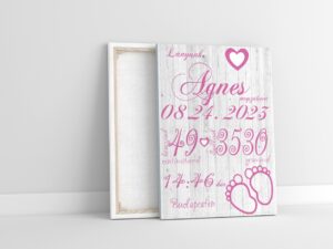 Emléktábla újszülöttnek vásznon-lanyos emlektabla-Emléktábla gyerekeknek-Kepekfalra.hu