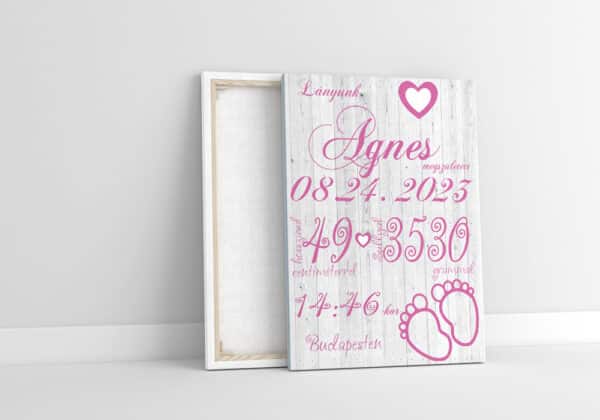 Emléktábla újszülöttnek vásznon-lanyos emlektabla-Emléktábla gyerekeknek-Kepekfalra.hu