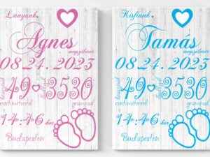 Emléktábla újszülöttnek vásznon-lanyos es fius emlektabla-Emléktábla gyerekeknek-Kepekfalra.hu